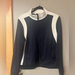 Tory Burch Sport Striped Stretch Jersey Zip Up Jacket Large